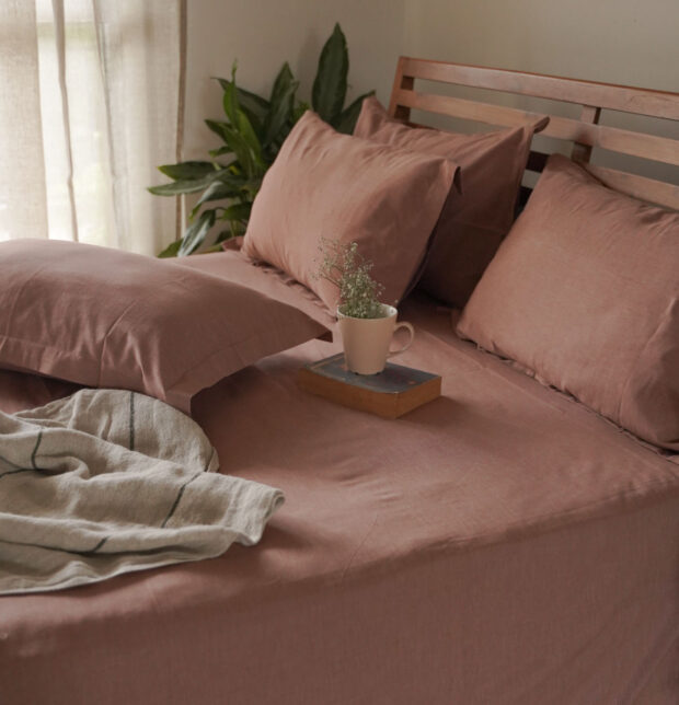 Earthen Hues Cotton Pillow Cover – Rose Dawn