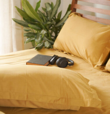 Earthen Hues Cotton Bedsheet Buff Yellow -With 2 pillow covers